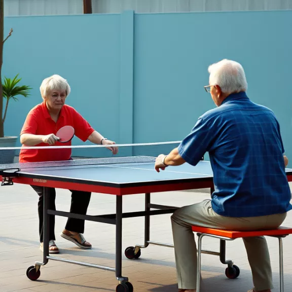 Oudere mensen die PingPong spelen