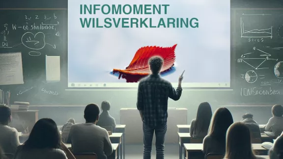 man geeft een lezing over wilsverklaring